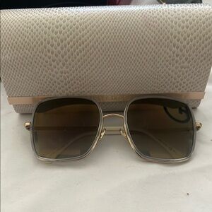 Jimmy Choo Gold and Cream Geometric Sunglasses